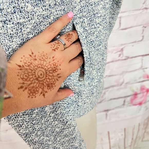 Joie Women's Hidden Zip-Up Tweed Long Sleeve Blue / White Moto Jacket Size L - Picture 6 of 13